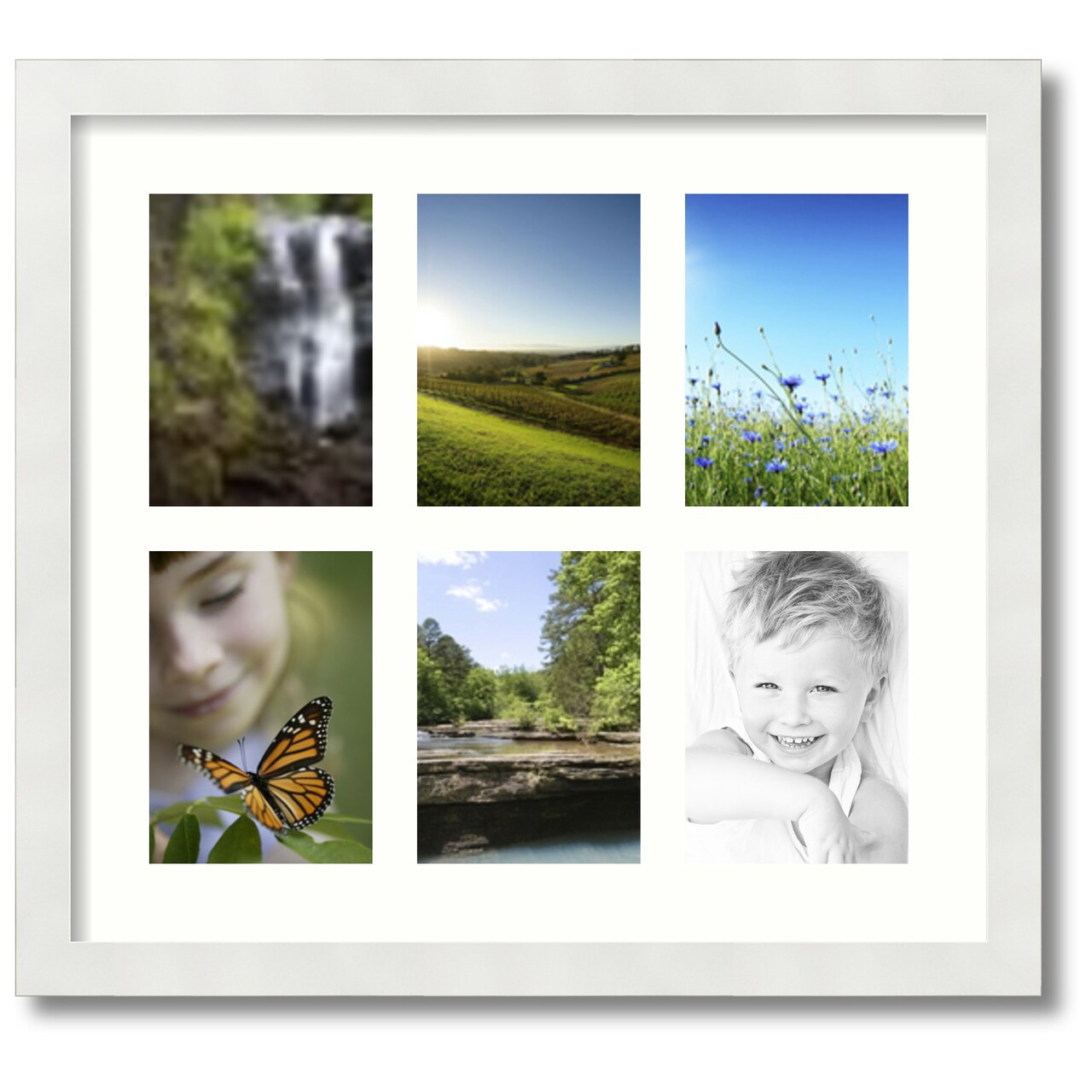 ArtToFrames Collage Photo Picture Frame with 6 - 5x7 inch Openings, Framed in White with Over 62 Mat Color Options and Plexi Glass (CSM-3966-2041)